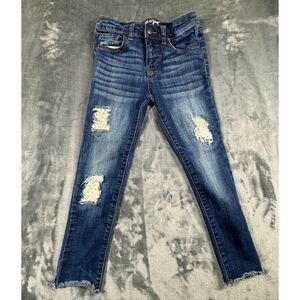 Cat & Jack Jeans Blue Denim Girls 6 Jegging Adjustable Waist Distressed Crotchet